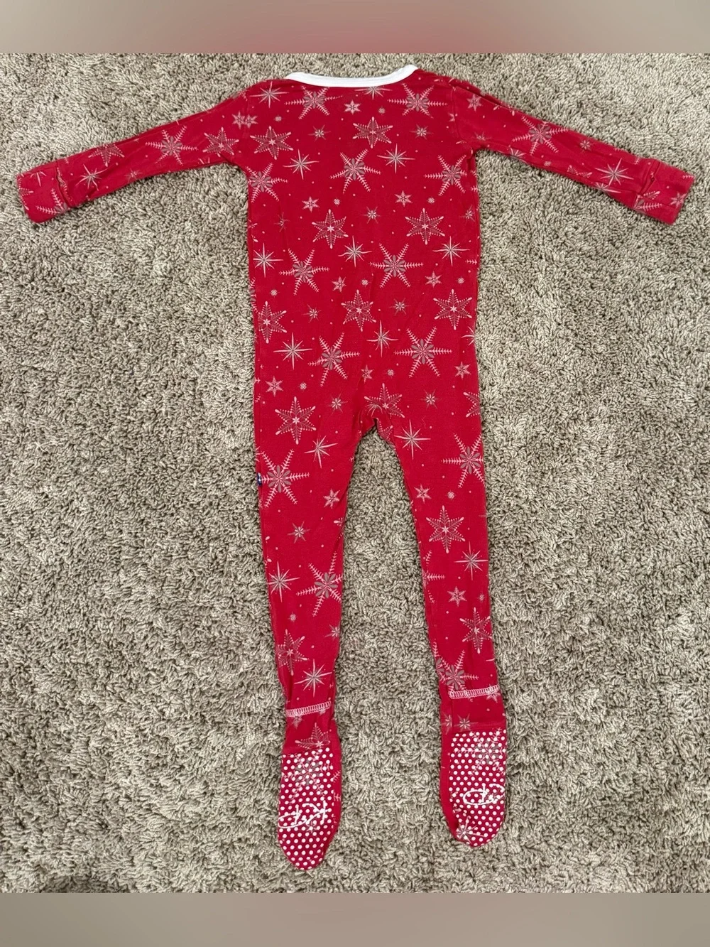 Kickee Pants Red Snowflake Print Footed Bamboo Sleeper Pajamas 18–24 Months